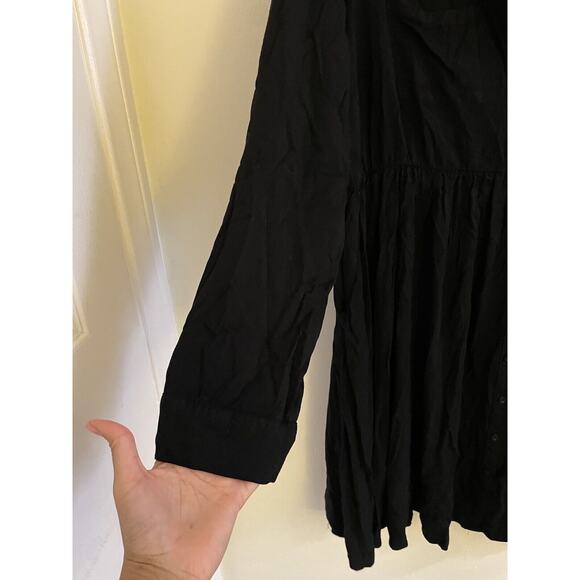 Torrid Dress Women's 2X Plus Black Challis Button Front Long Sleeve Rolled Tab - Picture 7 of 11